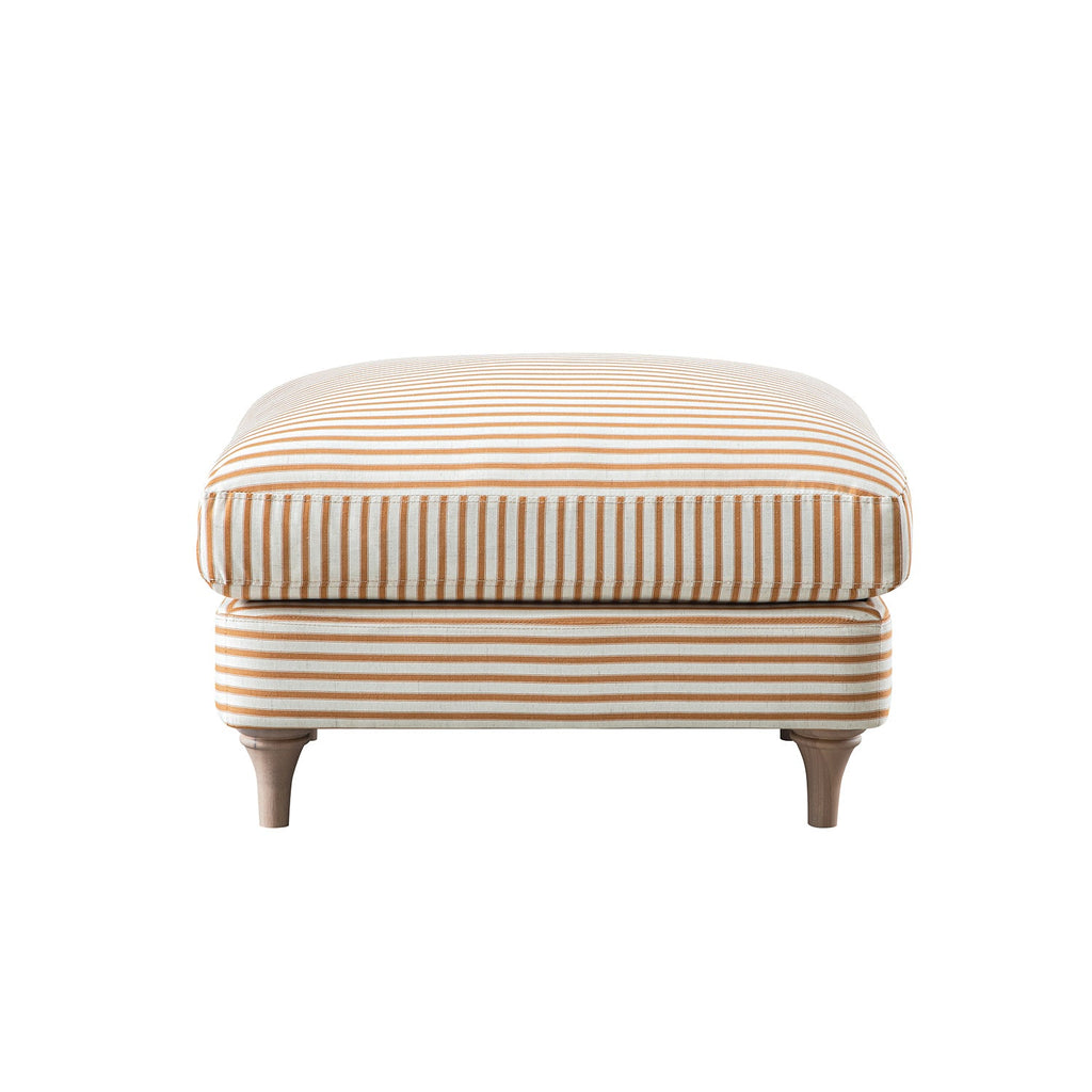 Daphnis Ochre Striped Linen Blend Footstool