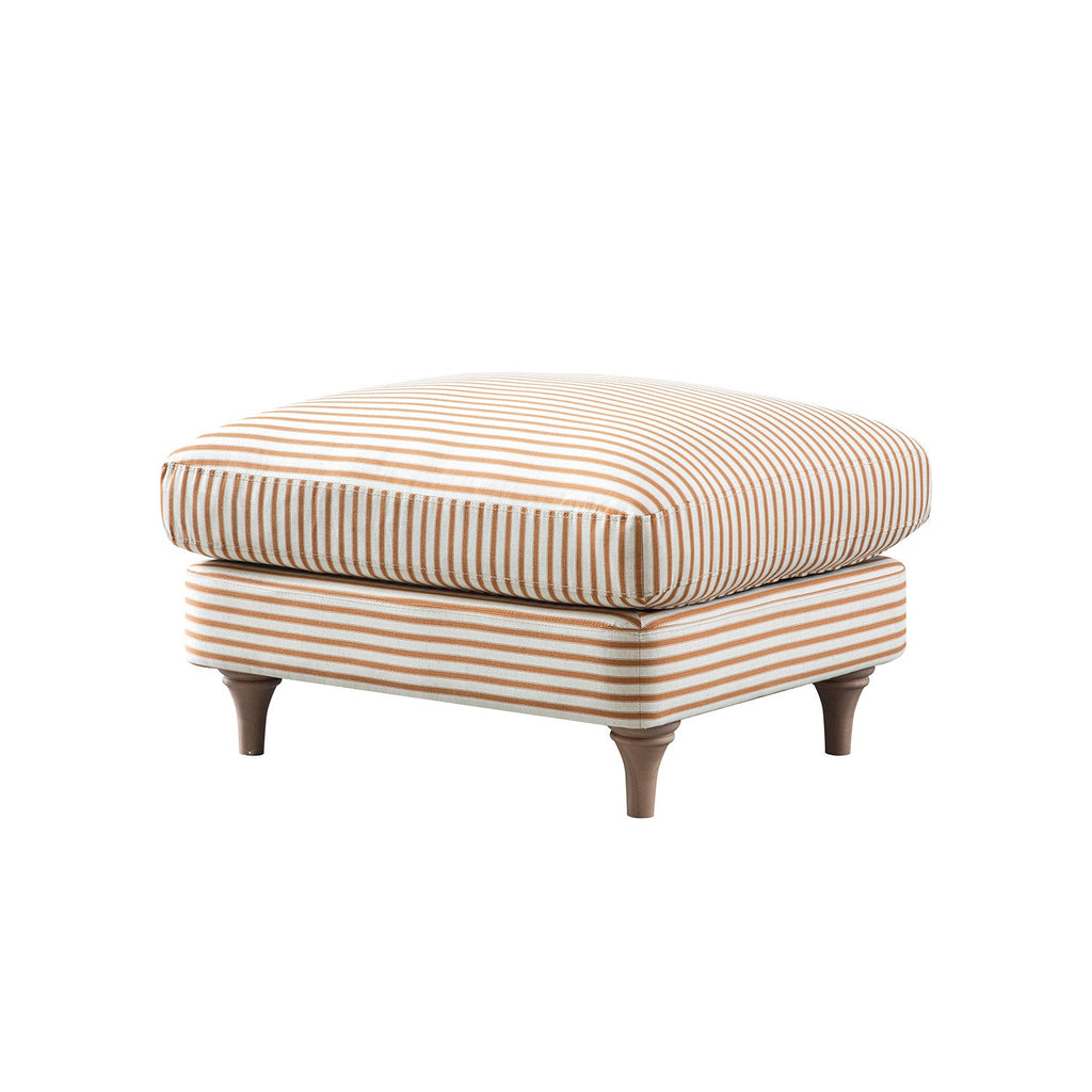 Daphnis Ochre Striped Linen Blend Footstool