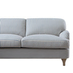 Daphnis Blue Striped Linen Blend Sofa, Grande Chaise Sofa Left Hand Facing