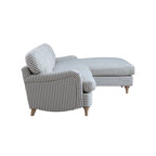 Daphnis Blue Striped Linen Blend Sofa, Grande Chaise Sofa Right Hand Facing
