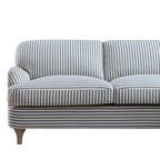 Daphnis Blue Striped Linen Blend Sofa, Grande Chaise Sofa Right Hand Facing
