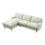 Daphnis Green Striped Linen Blend Sofa, Grande Chaise Sofa Left Hand Facing