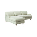 Daphnis Green Striped Linen Blend Sofa, Grande Chaise Sofa Left Hand Facing