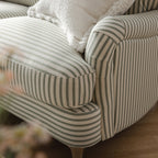 Daphnis Green Striped Linen Blend Sofa, Grande Chaise Sofa Left Hand Facing