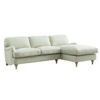 Daphnis Green Striped Linen Blend Sofa, Grande Chaise Sofa Right Hand Facing