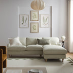 Daphnis Green Striped Linen Blend Sofa, Grande Chaise Sofa Right Hand Facing