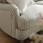 Daphnis Green Striped Linen Blend Sofa, Grande Chaise Sofa Right Hand Facing