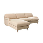 Daphnis Ochre Striped Linen Blend Sofa, Grande Chaise Sofa Left Hand Facing
