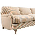 Daphnis Ochre Striped Linen Blend Sofa, Grande Chaise Sofa Right Hand Facing
