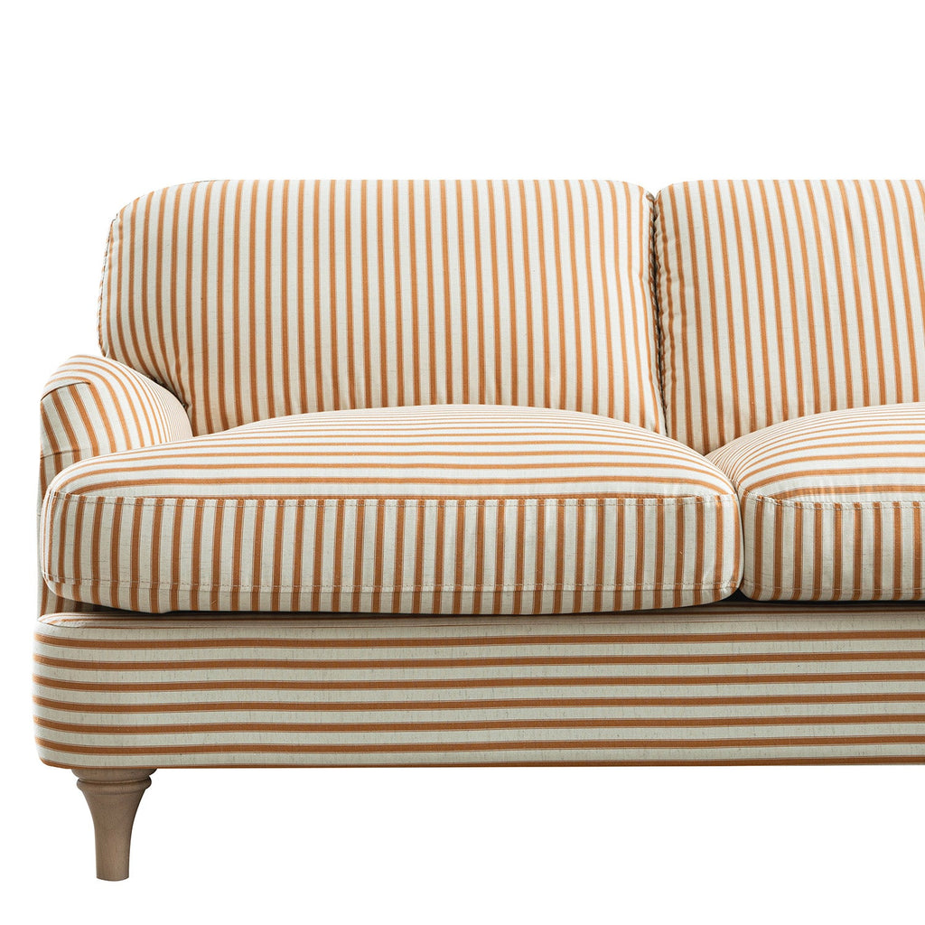 Daphnis Ochre Striped Linen Blend Sofa, Grande Chaise Sofa Right Hand Facing
