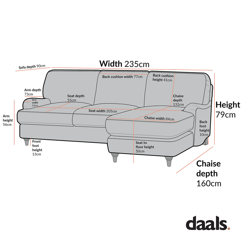 Daphnis Green Striped Linen Blend Sofa, Grande Chaise Sofa Right Hand Facing