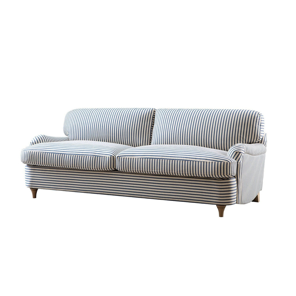 Daphnis Blue Striped Linen Blend Sofa Bed, Large 3-Seater