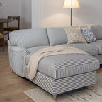 Daphnis Blue Striped Linen Blend Sofa Bed, Grande Chaise Left Hand Facing