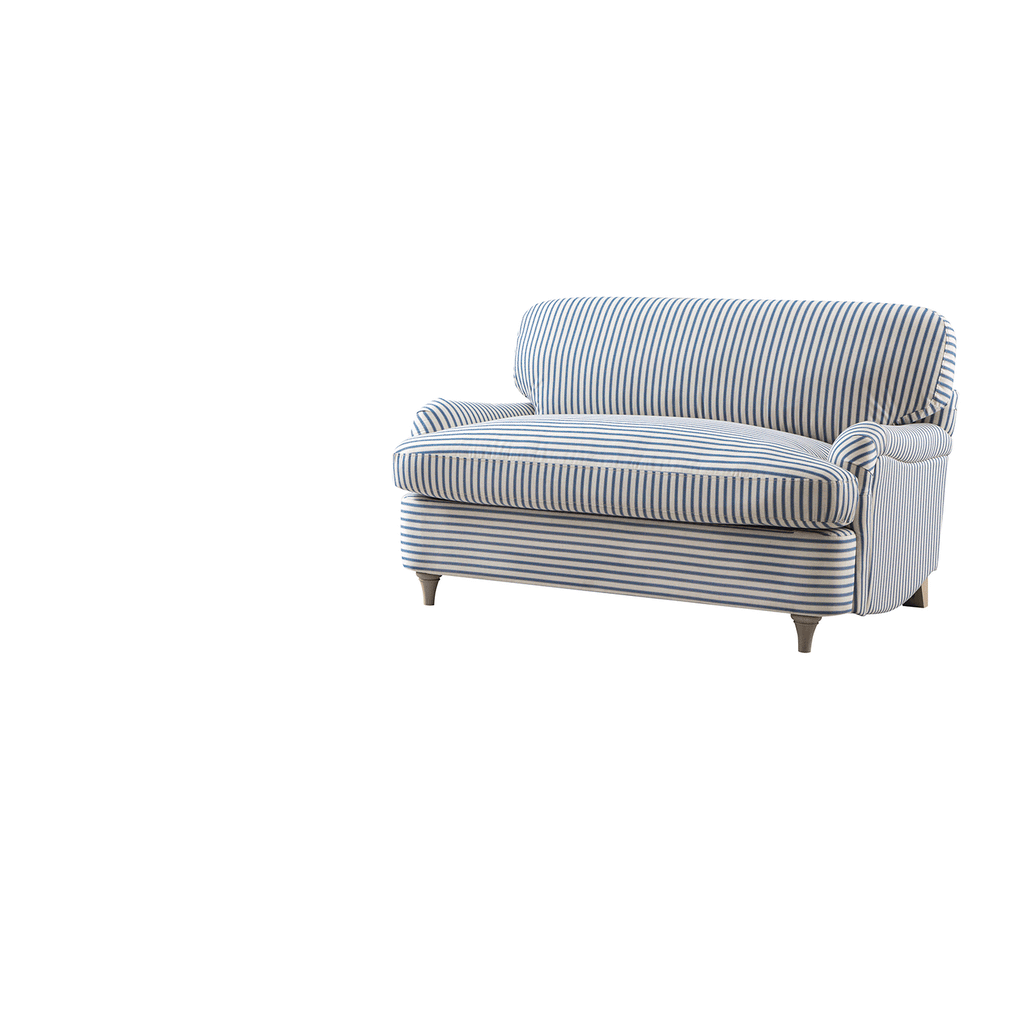 Daphnis Blue Striped Linen Blend Fabric Sofa Bed, Loveseat