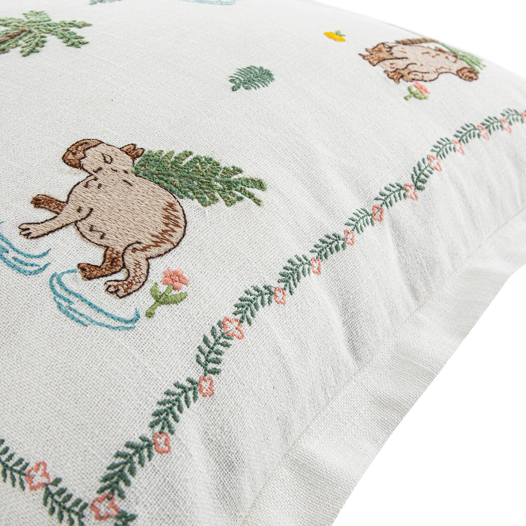 Whimsical Animals Capybaras and Yuzu Hand Embroidered Cushion