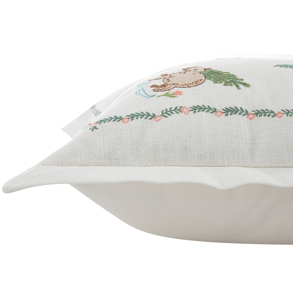 Whimsical Animals Capybaras and Yuzu Hand Embroidered Cushion