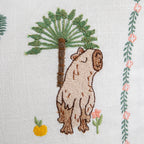Whimsical Animals Capybaras and Yuzu Hand Embroidered Cushion