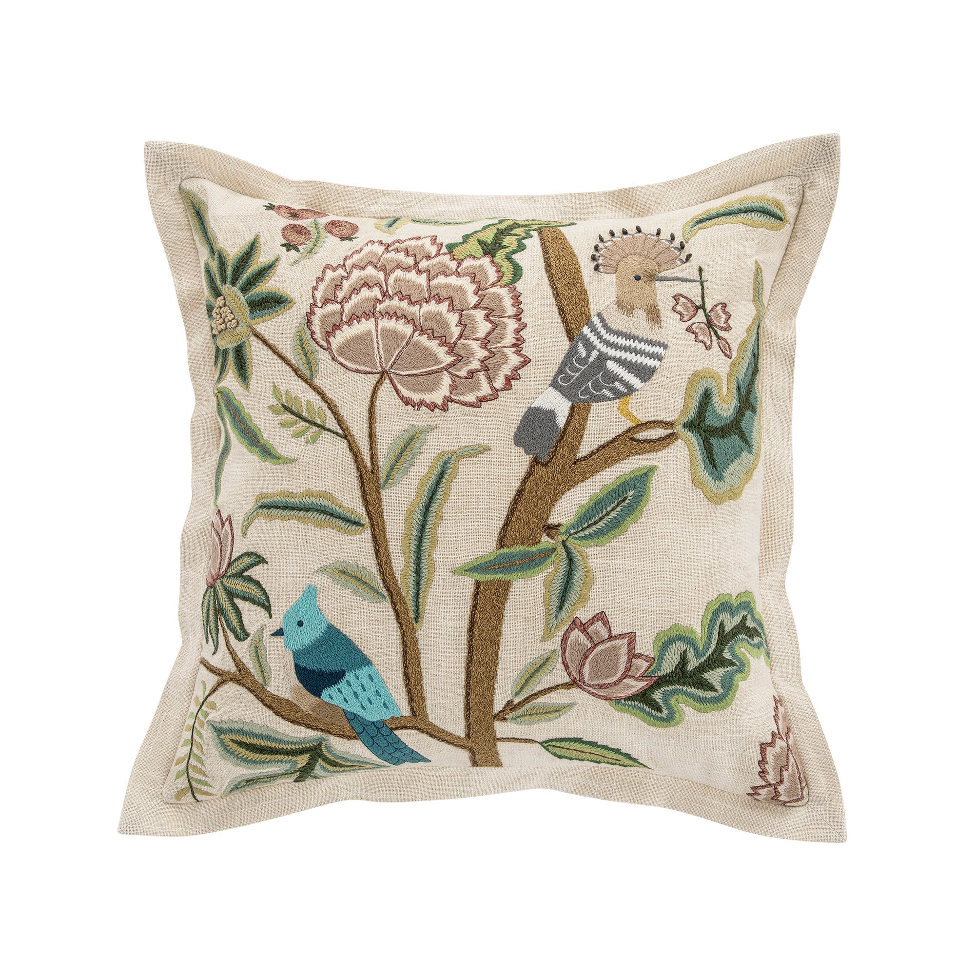 Flora & Fauna Hand Embroidered Cockatoo Cushion