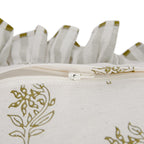 Darcy Floral Olive Green Embroidered Ruffle Linen Blend Cushion