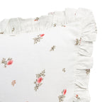 Darcy Rose Ivory White Ruffle Floral Embroidered Linen Blend Cushion