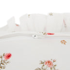 Darcy Rose Ivory White Ruffle Floral Embroidered Linen Blend Cushion