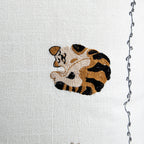 Whimsical Animals Feline Fine Hand Embroidered Cushion