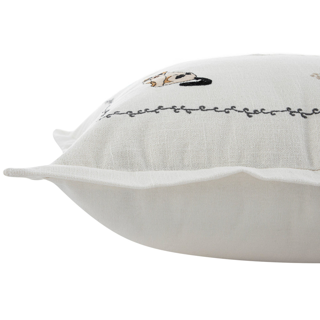 Whimsical Animals Feline Fine Hand Embroidered Cushion