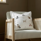 Whimsical Animals Feline Fine Hand Embroidered Cushion