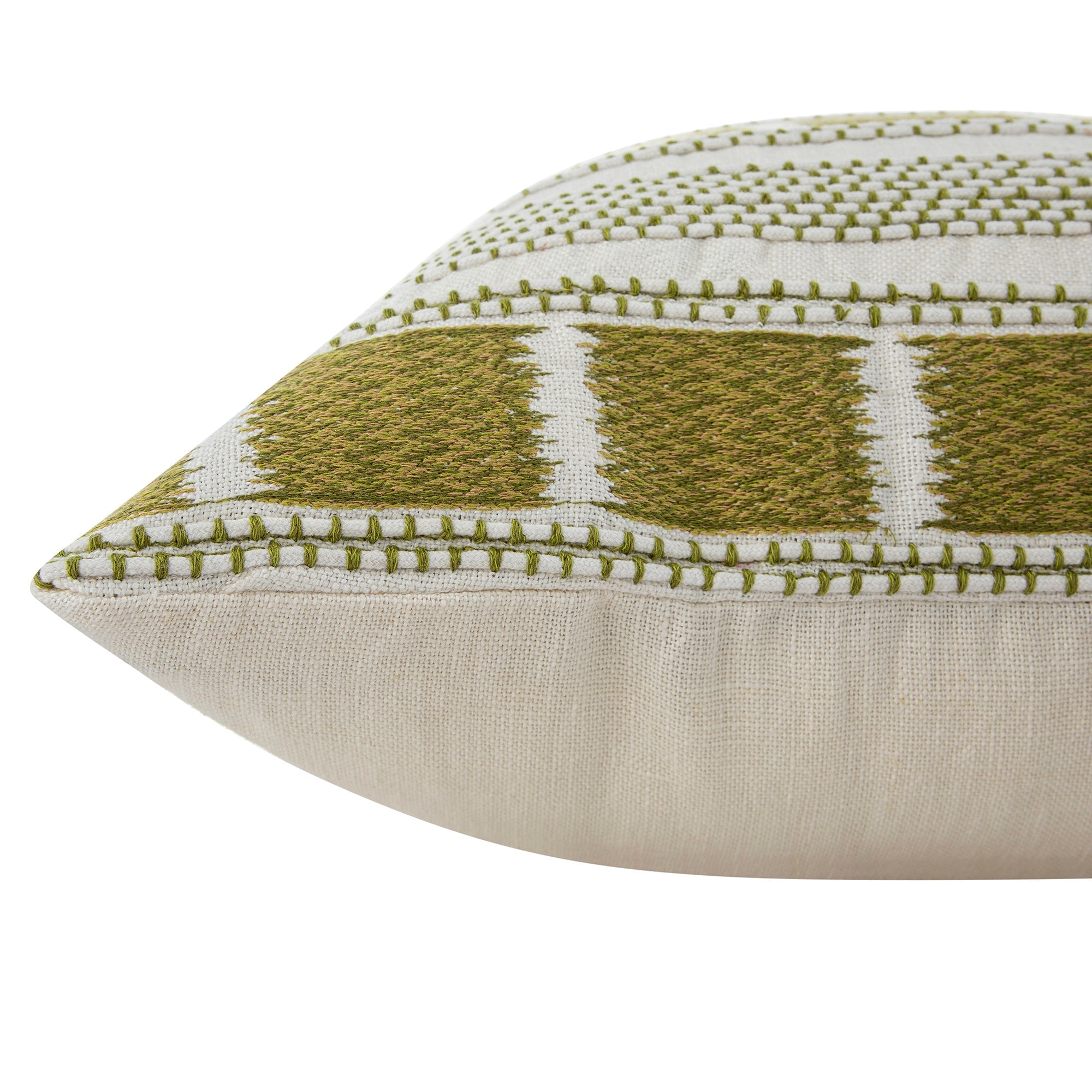 Hattie Green Embroidered 100% Linen Cushion