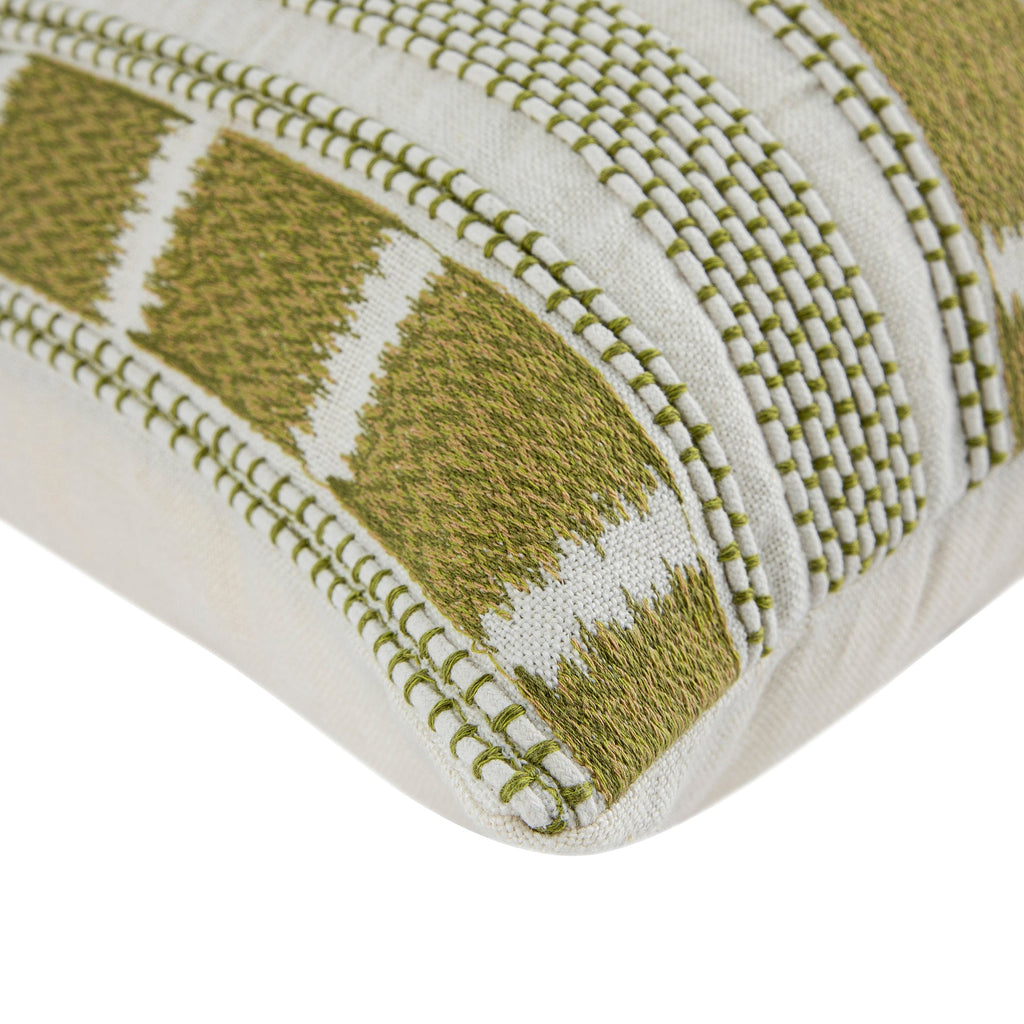 Hattie Green Embroidered 100% Linen Cushion