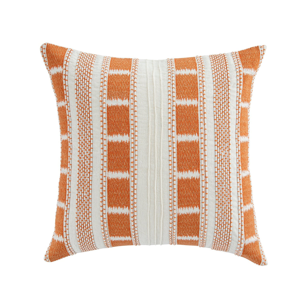 Hattie Orange Embroidered 100% Linen Cushion