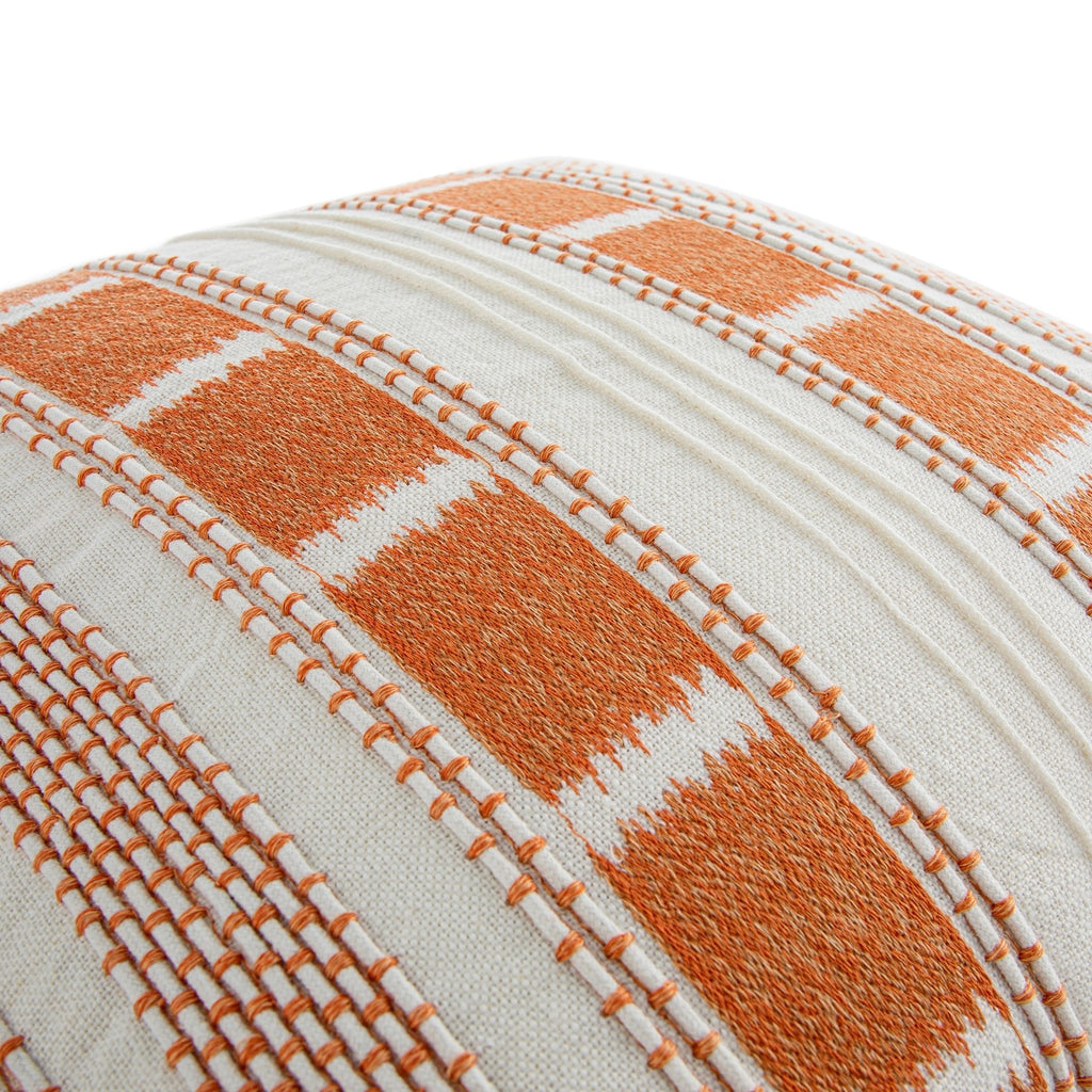 Hattie Orange Embroidered 100% Linen Cushion