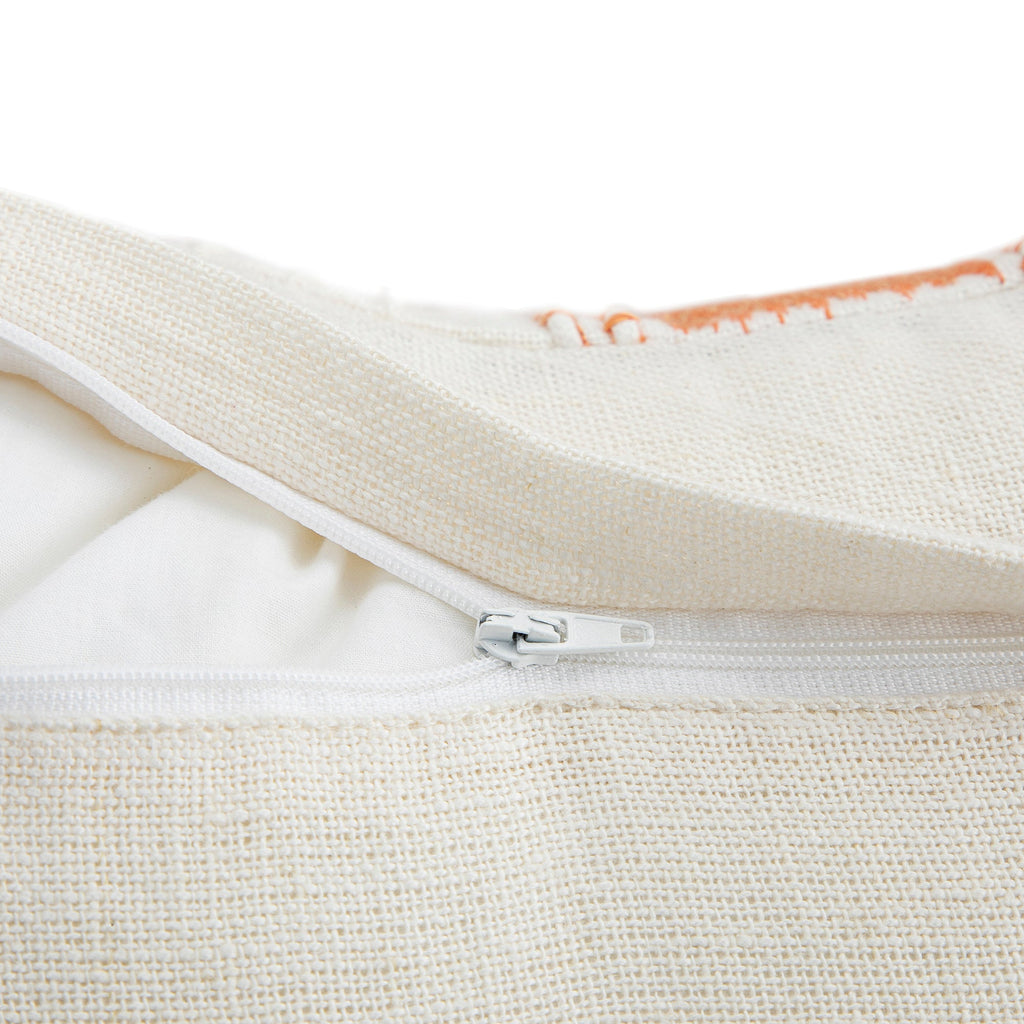 Hattie Orange Embroidered 100% Linen Cushion