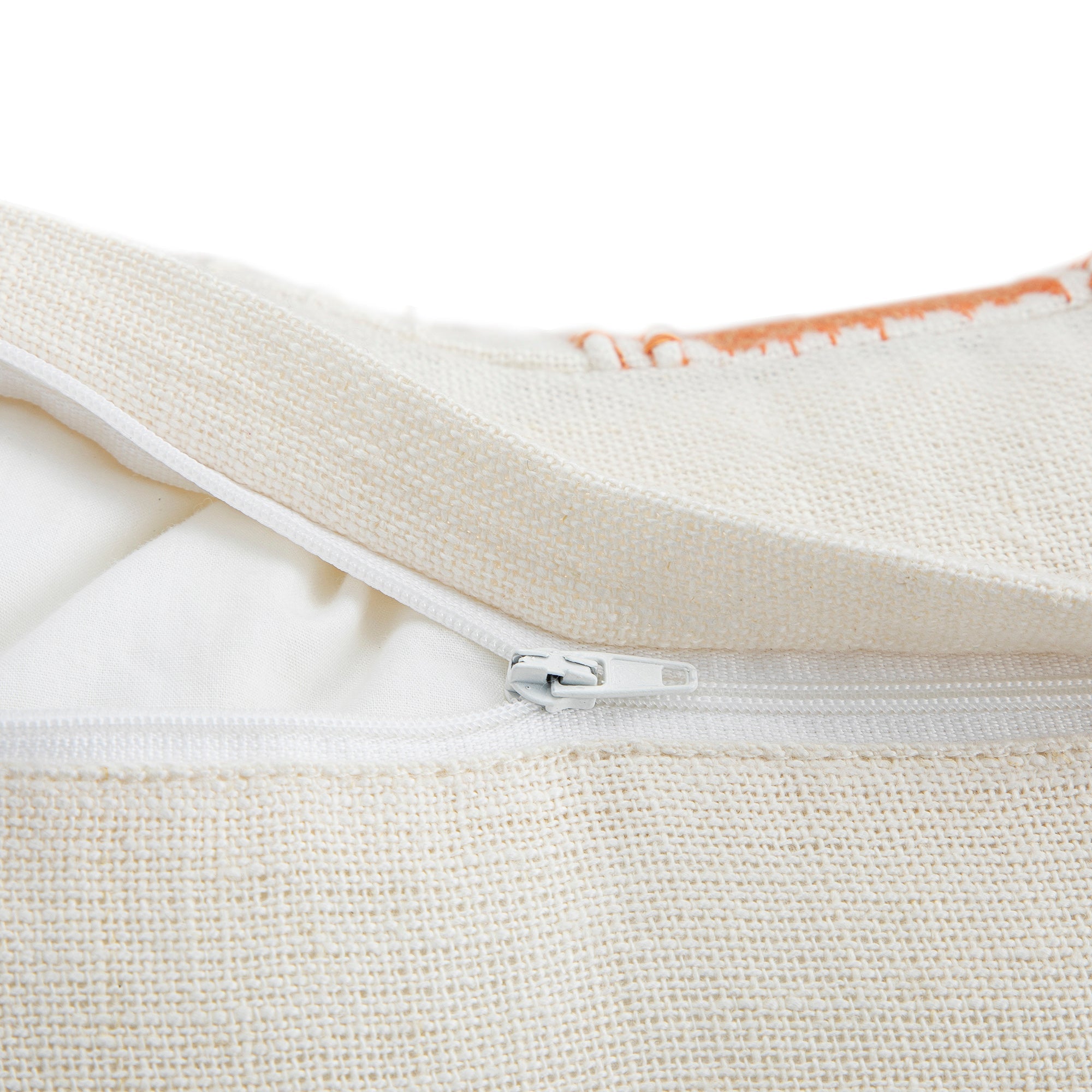 Hattie Orange Embroidered 100% Linen Cushion