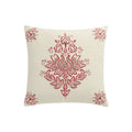 Isadora Garnet Red Damask Embroidered Cotton Cushion