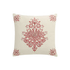 Isadora Garnet Red Damask Embroidered Cotton Cushion