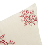 Isadora Garnet Red Damask Embroidered Cotton Cushion