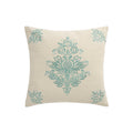 Isadora Teal Damask Embroidered Cotton Cushion