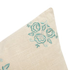 Isadora Teal Damask Embroidered Cotton Cushion