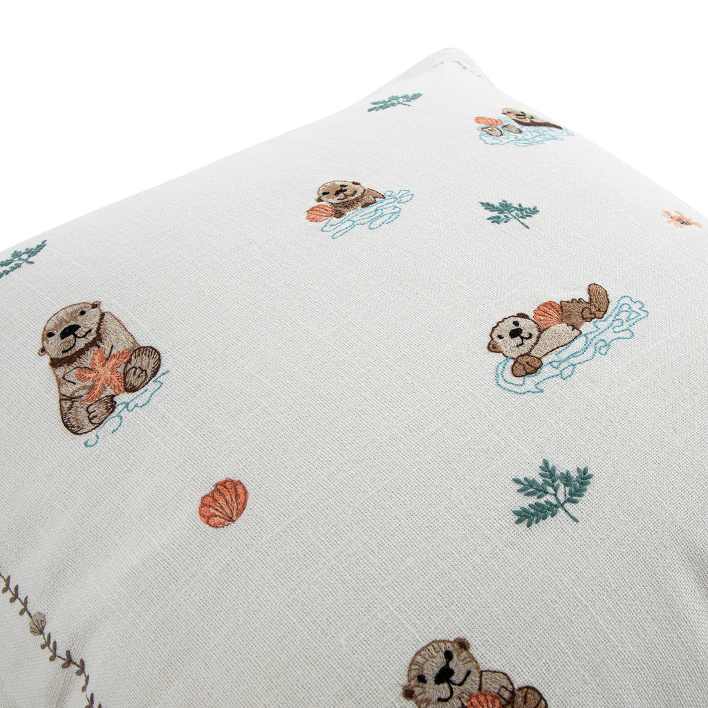 Whimsical Animals Otterly Adorable Hand Embroidered Cushion