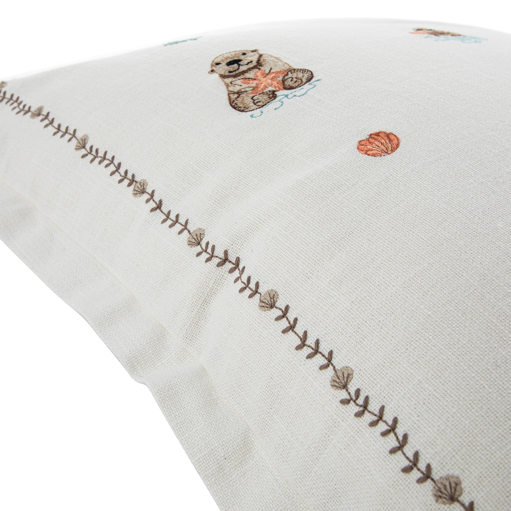 Whimsical Animals Otterly Adorable Hand Embroidered Cushion