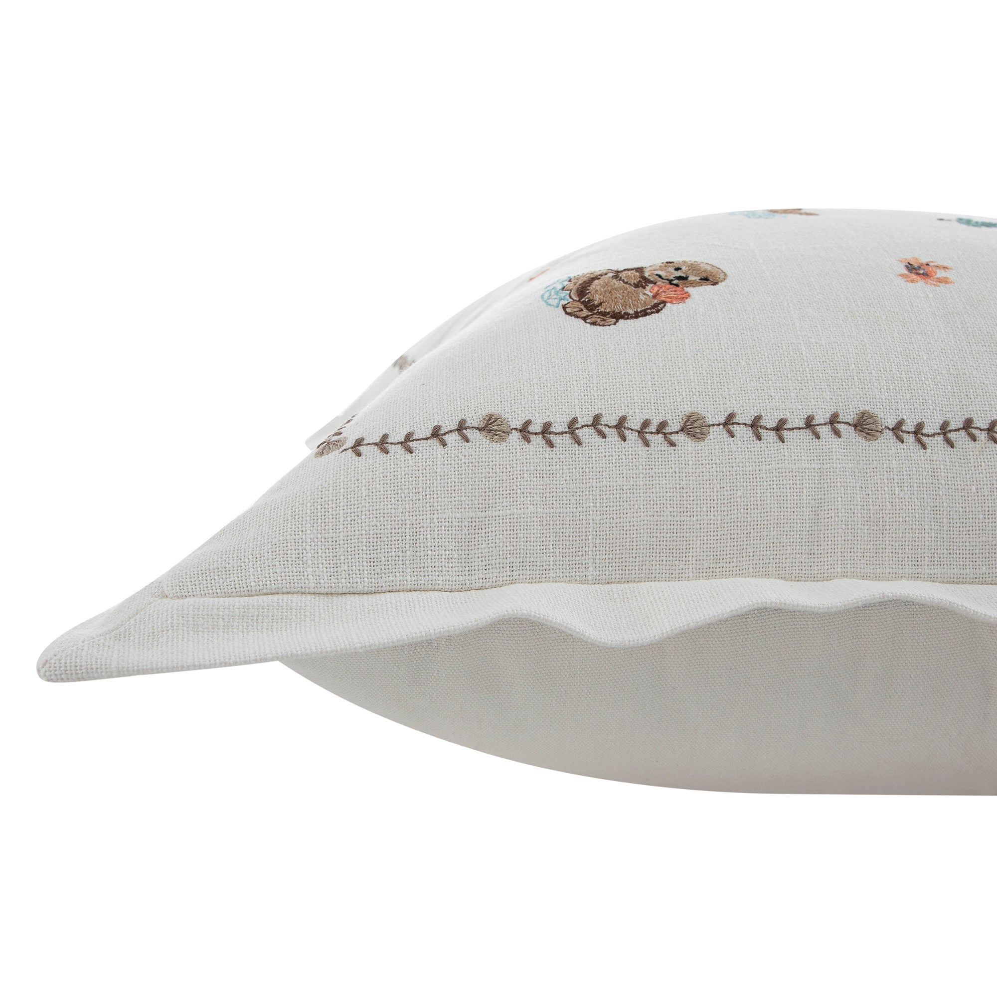 Whimsical Animals Otterly Adorable Hand Embroidered Cushion