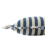 Eliza French Blue Striped Ruffle Linen Blend Cushion