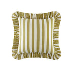 Eliza Dark Mustard Striped Ruffle Linen Blend Cushion