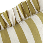 Eliza Dark Mustard Striped Ruffle Linen Blend Cushion