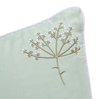 Meadow Seafoam Green Sprig Embroidered Linen Blend Cushion