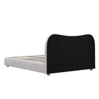 Egerie Curved Headboard Light Taupe Striped Fabric Ottoman Storage Bed
