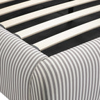 Egerie Curved Headboard Light Taupe Striped Fabric Ottoman Storage Bed