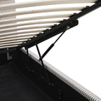 Egerie Curved Headboard Light Taupe Striped Fabric Ottoman Storage Bed