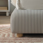 Egerie Curved Headboard Light Taupe Striped Fabric Ottoman Storage Bed